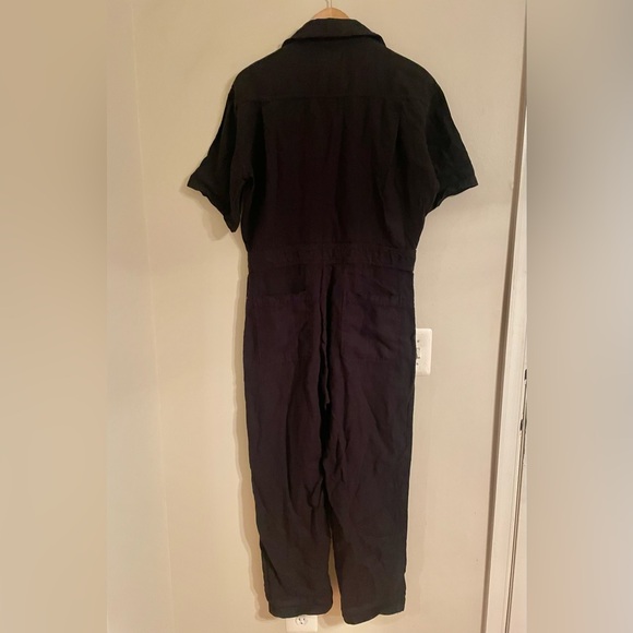 NWT- Mate the Label Organic 100%  Linen Short Sleeve Jumpsuit Size Medium  Black - Picture 3 of 14